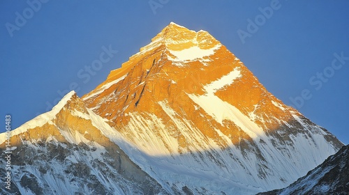Obraz na płótnie Majestic mountain peak bathed in golden sunrise light w salonie