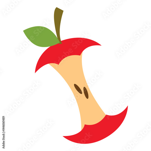 Apple core with leaf. Vector