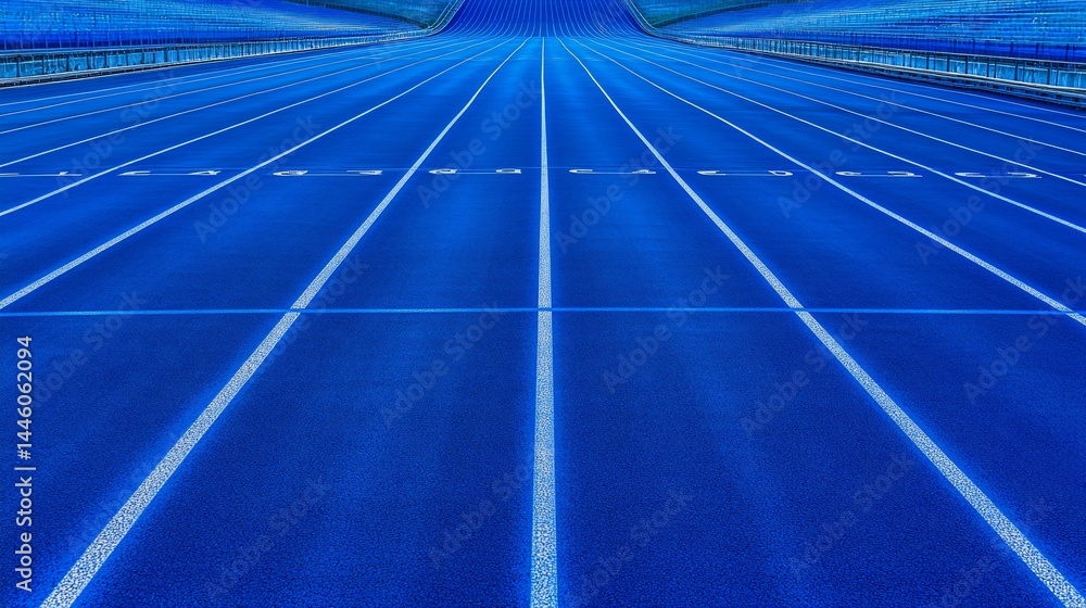 Blue running track, perspective