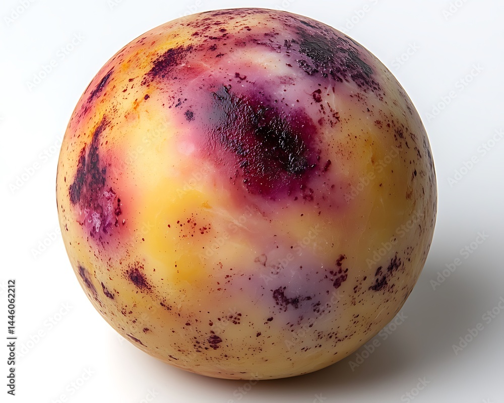 Fototapeta premium Spherical object with yellow, purple, and red marbling