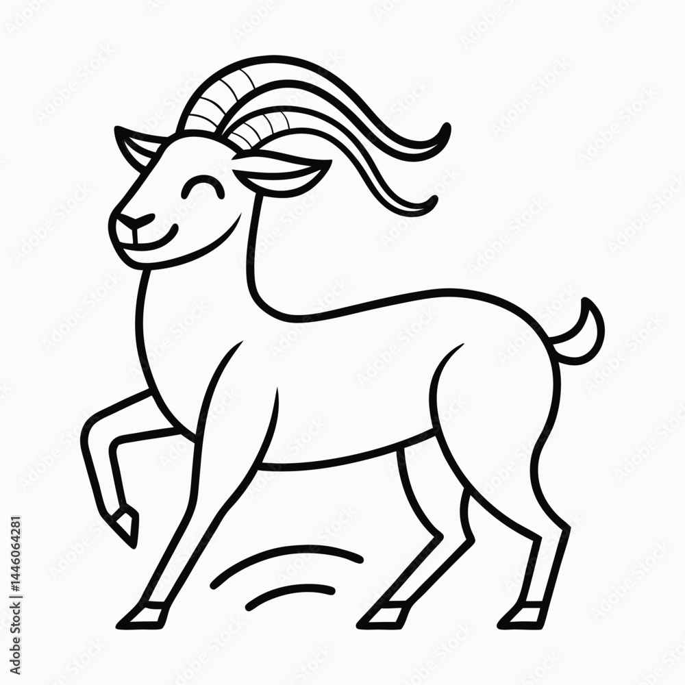 A minimalist-line-drawing-of-a-goat-stretching A minimalist-line-drawing-of-a-goat-stretching