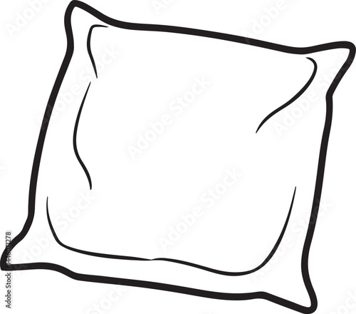 pillow line art, black outline, vector and illustration, coloring book page line art drawing