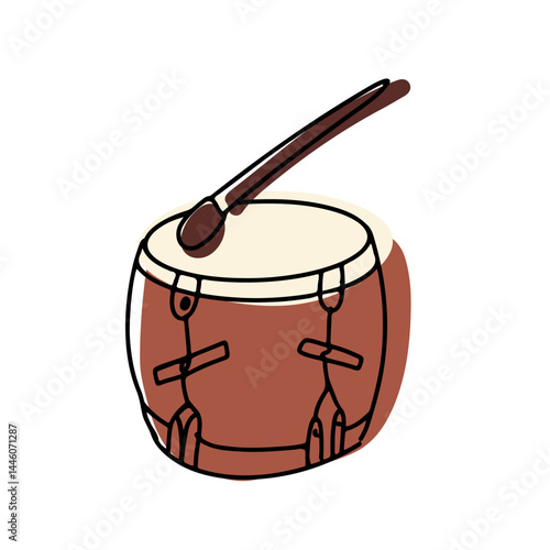 drum doodle hand drawn icon. Outline drawing drum line clipart symbol, Turkey. Hand drawn vector illustration.