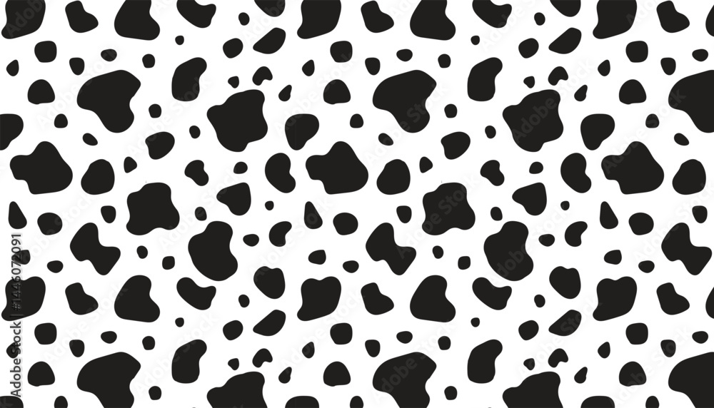 Seamless Cow Print Pattern – Black and White Animal Skin Texture
Seamless Cow Print Pattern – Black and White Animal Skin Texture