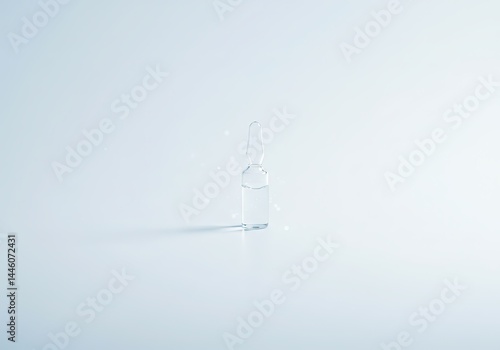 Obraz na płótnie An ampule with a clear liquid is shown on a light background, illustrating a medical development for fighting cancer or a breakthrough in disease cure treatment. w salonie