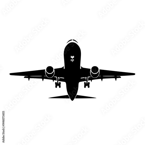 Airplane silhouette flying against a transparent background  