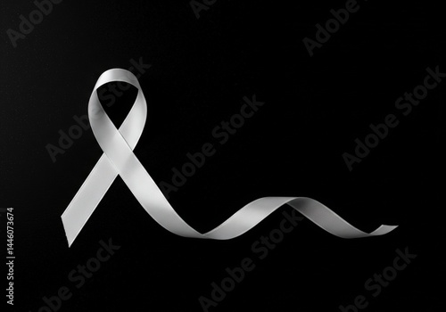 Obraz na płótnie White satin ribbon symbolising hope and awareness of cancer or other health condition representing patient support and medical breakthrough concept. w salonie
