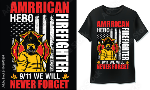 Brave firefighter vintage t-shirt design