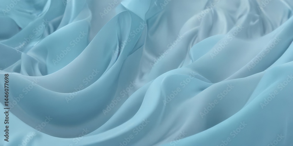 Fototapeta premium Light blue abstract swirls, smooth gradient, calming texture, moving, subtle