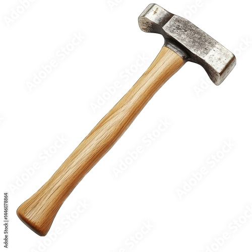 Vintage Handcrafted Wood and Metal Hammer Tool isolated on transparent background