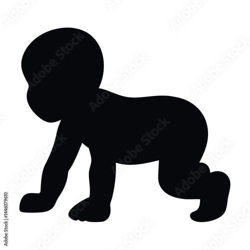 Silhouette of a baby crawling, illustrating developmental milestones in infancy stage