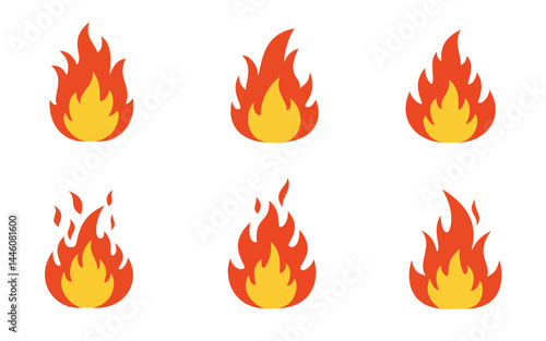 Fire flame icons set vector with transparent background, Vector burning flame illustrations for design, emoji, animation, web, and creative projects