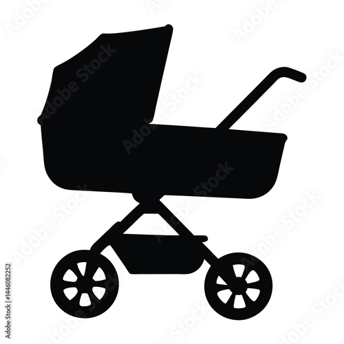 Elegant Silhouette of a Classic Baby Stroller Ready for a Joyful Ride