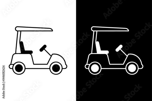 Golf Cart Icon Vector Monochrome Silhouette for Commercial Use.