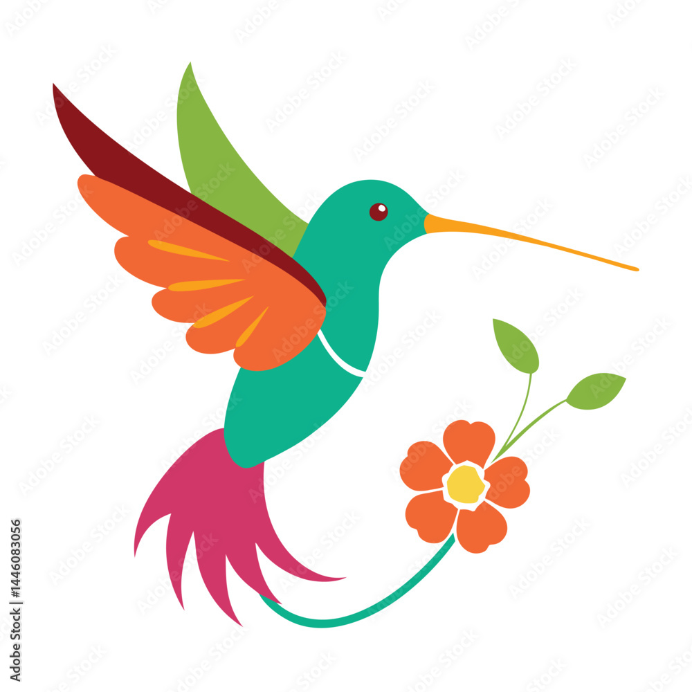 Obraz premium A vibrant-and-colorful-logo-featuring-a-hummingbird.