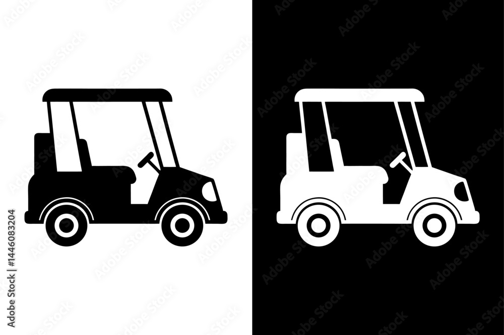 Fototapeta premium Golf Cart Icon Vector Monochrome Silhouette for Commercial Use.