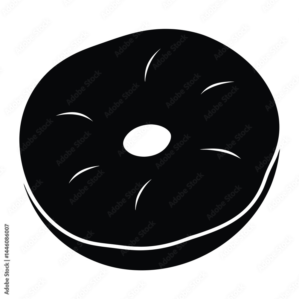 Fototapeta premium Stylized Black and White Donut Illustration with Simple Circular Design Elements