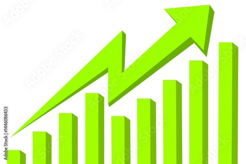 Free Download Business graph or chart isolated on white background. Three-dimensional green arrow graph chart for presentation, business, financial, marketing, etc. - GFXLoad