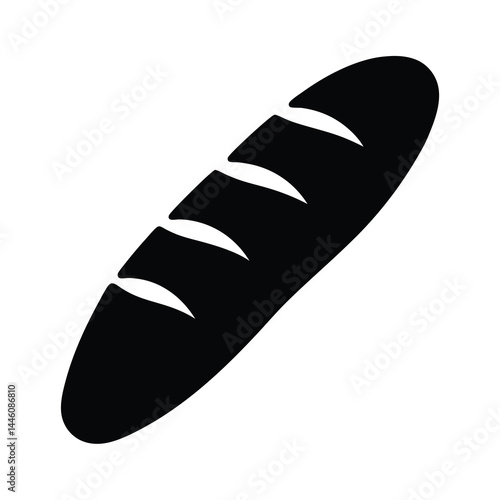 Monochrome stylized illustration of a freshly baked loaf of crusty bread