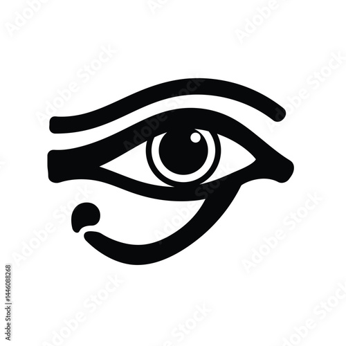 Eye of horus ancient egyptian symbol in black and white vector illustration