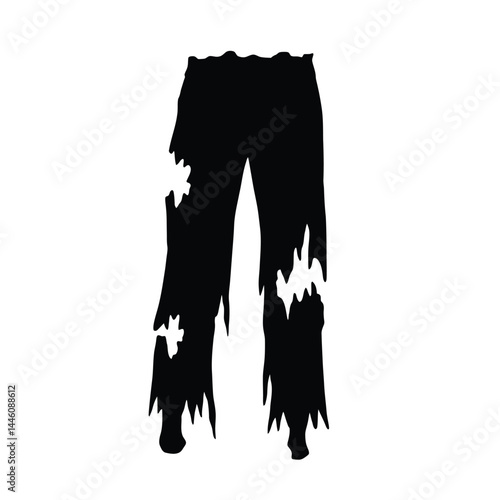 Black ripped and torn pants silhouette halloween costume element decoration scary theme