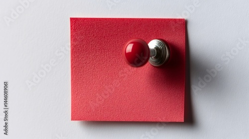 Obraz na płótnie Red sticky note attached to white background with push pin w salonie