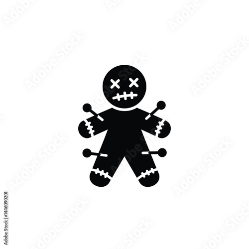 Isolated black voodoo doll with pins icon vector illustration for halloween