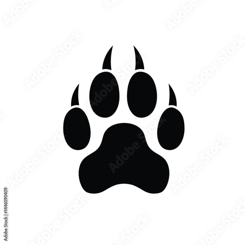 Black bear paw print vector illustration silhouette isolated on white background