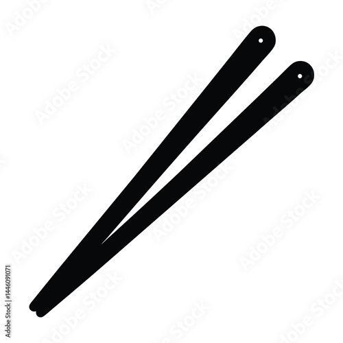 Graphic illustration of black chopsticks on a white background for dining