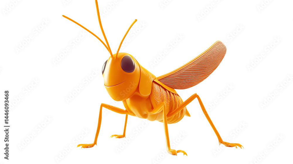 Fototapeta premium A vibrant orange insect with detailed wings and antennae ideal for nature education and desi