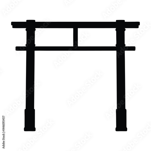 Silhouette of Torii gate, traditional Japanese gate, icon of Shinto shrines