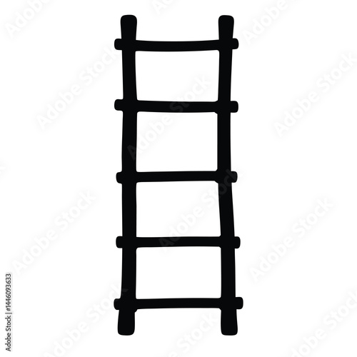 Monochrome simple line drawing of a ladder on a white background