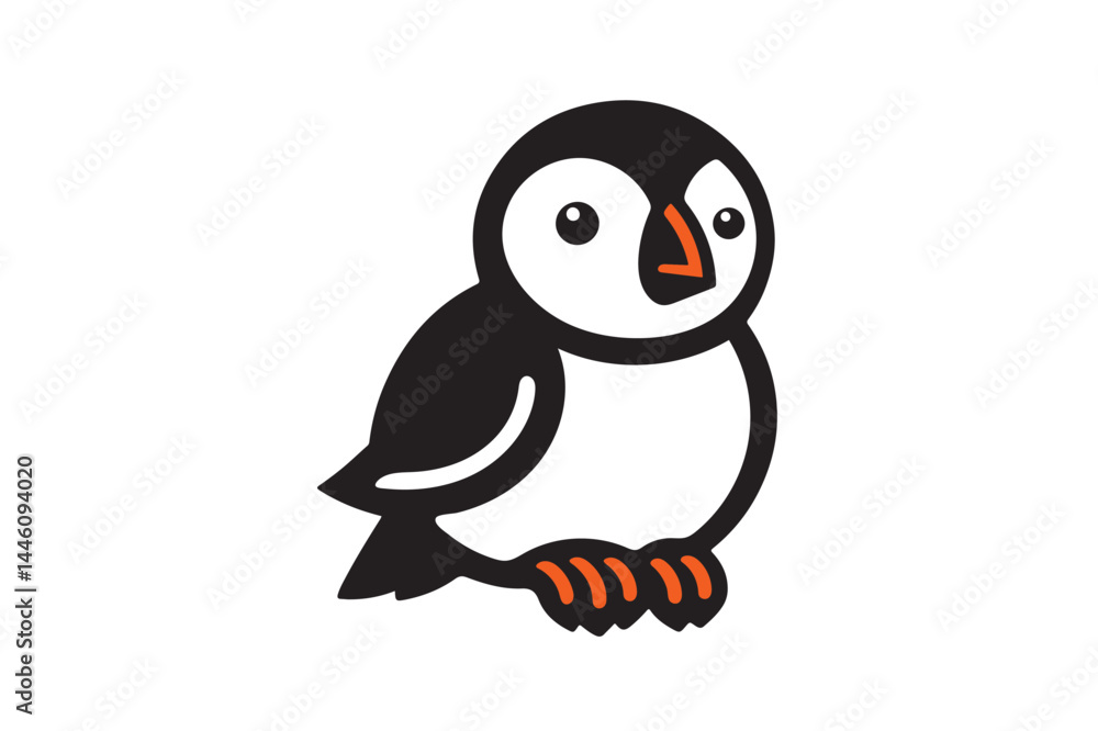 Fototapeta premium Puffin bird icon silhouette on white background.