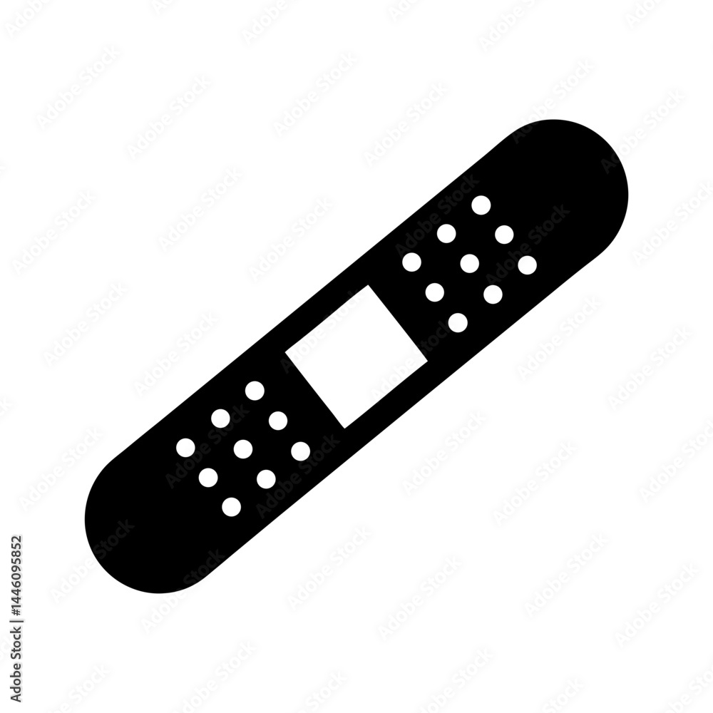 Simple black plaster illustration on a white background for medical purposes Simple black plaster illustration on a white background for medical purposes