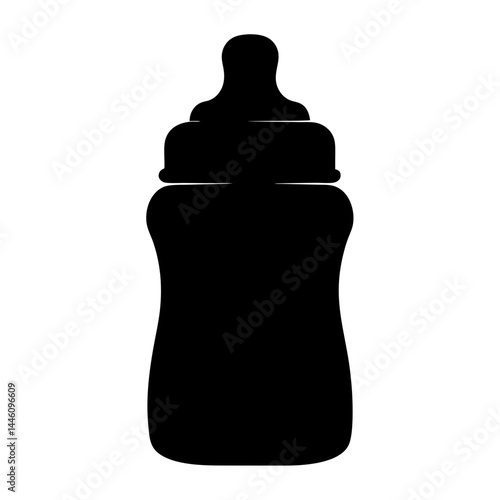 Silhouette of a Classic Baby Bottle Design for Feeding Infants