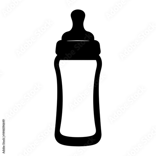 Black and white silhouette of a baby bottle with nipple top