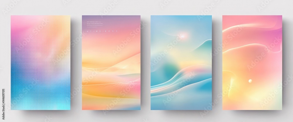 Obraz premium Abstract colorful smooth flow background set with blurred gradients and lines