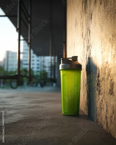 Wallpaper Mural Green Protein Shaker Bottle Against Urban Torontodigital.ca