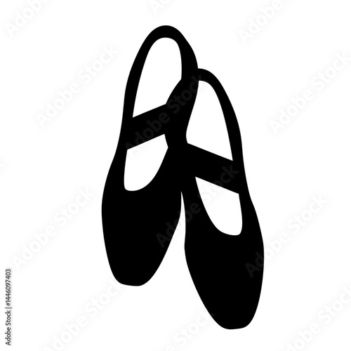 Silhouette of ballet slippers symbolizes dance, elegance, and rhythmic movement on white