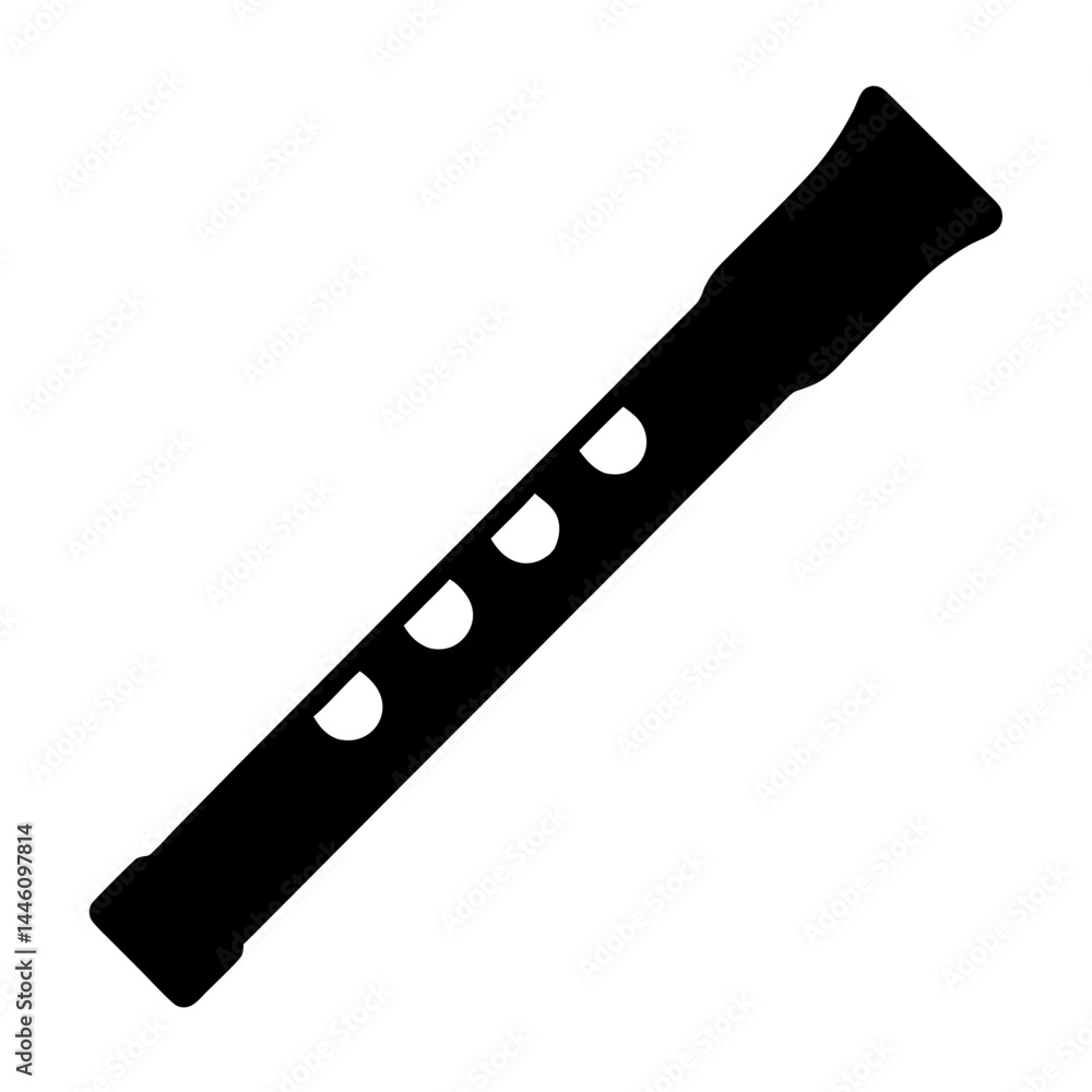 Simple Silhouette Image of a Recorder Flute Musical Instrument Simple Silhouette Image of a Recorder Flute Musical Instrument