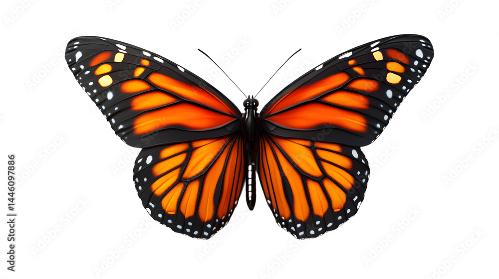 Obraz premium Vibrant Butterfly with Orange and Black Wings Detailed Insect Illustration for Nature and Desi