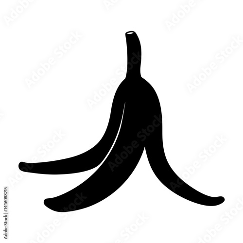 Black silhouette of a banana peel on a white background vector drawing