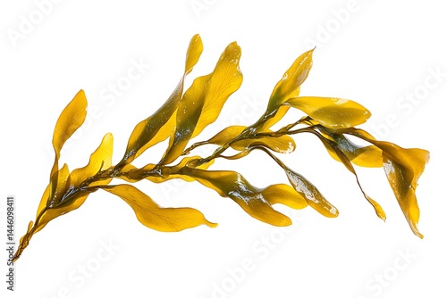 Fresh Brown Seaweed Isolated On White Background With Natural Light Details