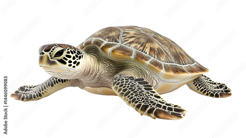 Obraz premium Detailed Illustration of a Sea Turtle with Intricate Shell Patterns and Naturalistic Features