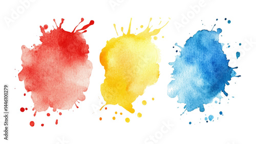 Quadro su tela Set of watercolor circles brash multicolored
