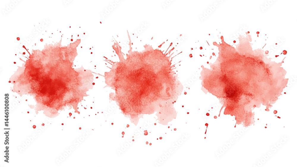 Splash brush red watercolor isolated on white background. Set of watercolor circles red, Colors watercolor paint stains vector backgrounds. Splash brush red watercolor isolated on white background. Set of watercolor circles red, Colors watercolor paint stains vector backgrounds.