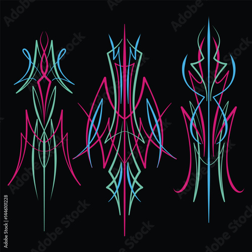 Old school pinstriping designs illustration