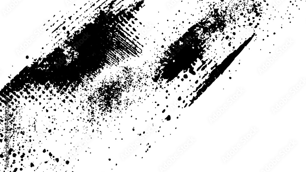 Naklejka premium Vector new style halftone dots modern grunge texture. Black Ink splatter brush stroke on black halftone dots abstract white background 