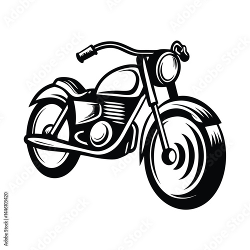 Stylized Motorcycle Bold Black and White Motorbike Vehicle Design