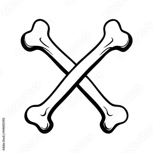 Vector - drawn black and white crossed bones icon, perfect for pet - related, spooky, or caution - themed projects in a minimalist design.